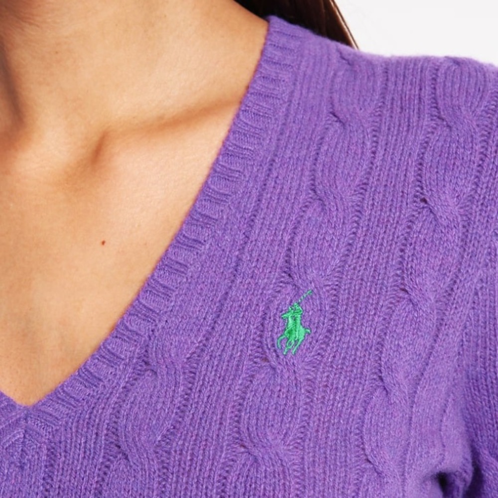Polo Ralph Lauren purple cable knit sweater
